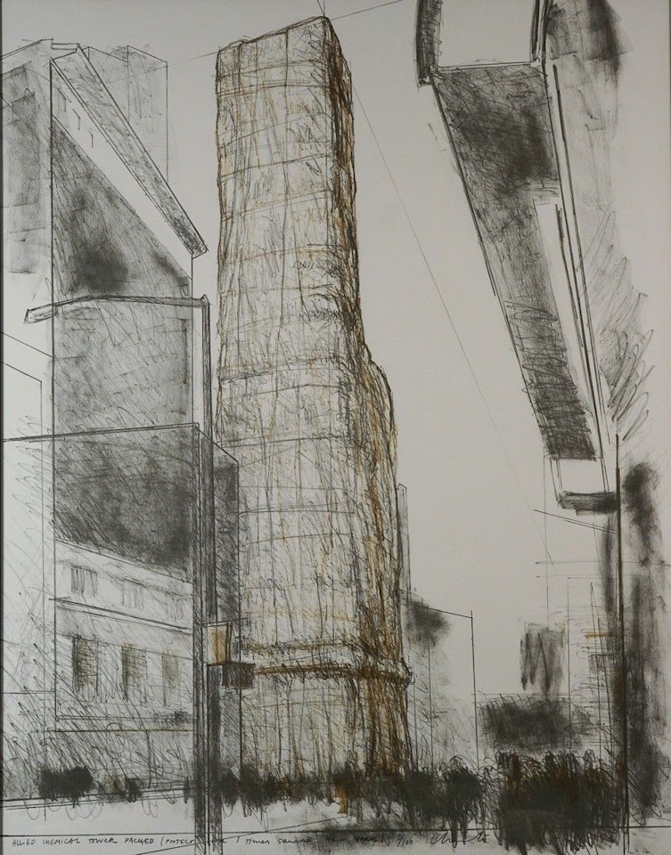 Allied Chemical Tower Packed (Project for "1" Times Square, New York) by Christo
