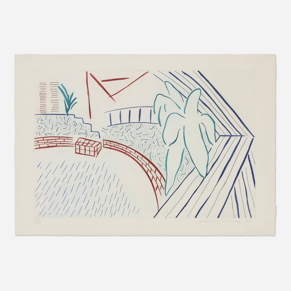 My Pool and Terrace (from the Eight by Eight to Celebrate the Temporary Contemporary portfolio) by David Hockney