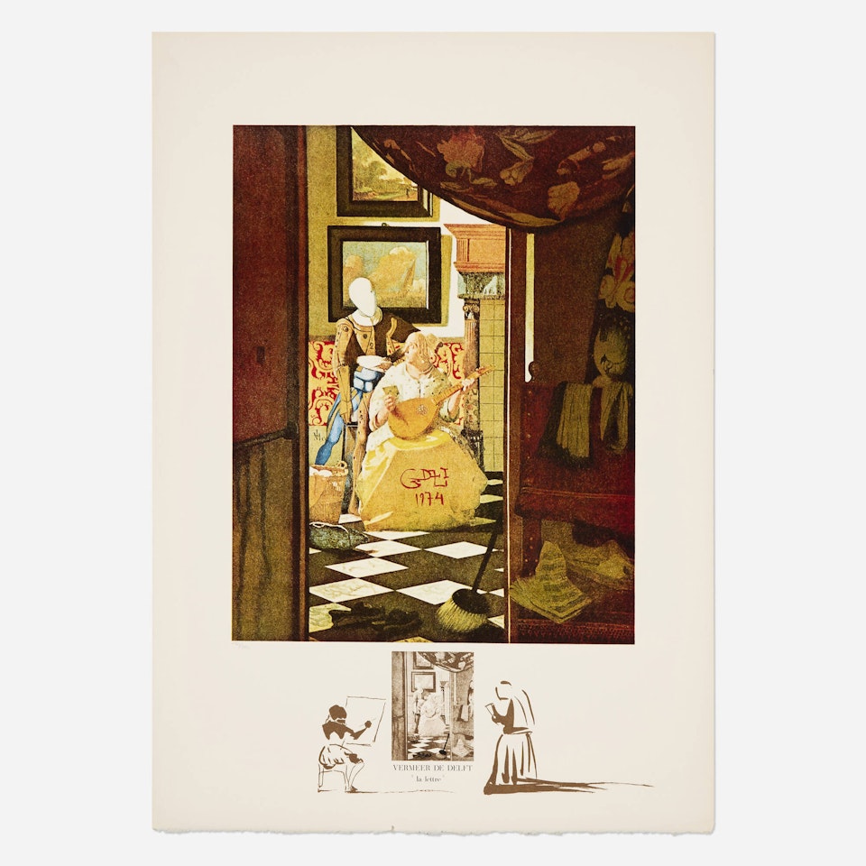 Vermeer - La lettre (from the Changes in Great Masterpieces portfolio) by Salvador Dali