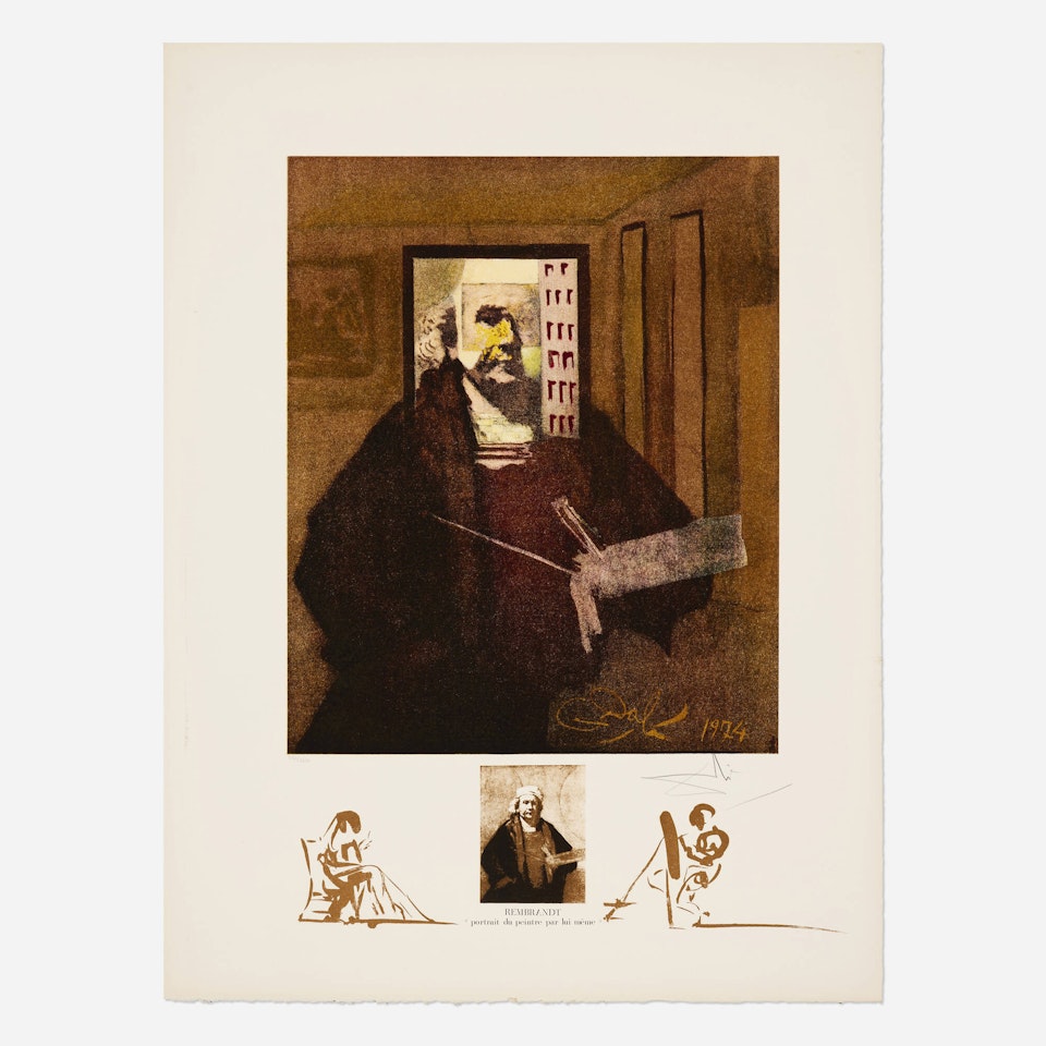 Rembrandt - Portrait du peintre par lui-même (from the Changes in Great Masterpieces portfolio) by Salvador Dali