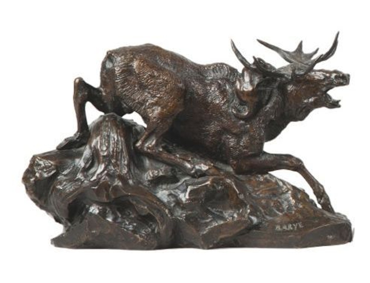Moose surprised by a lynx by Antoine-Louis Barye