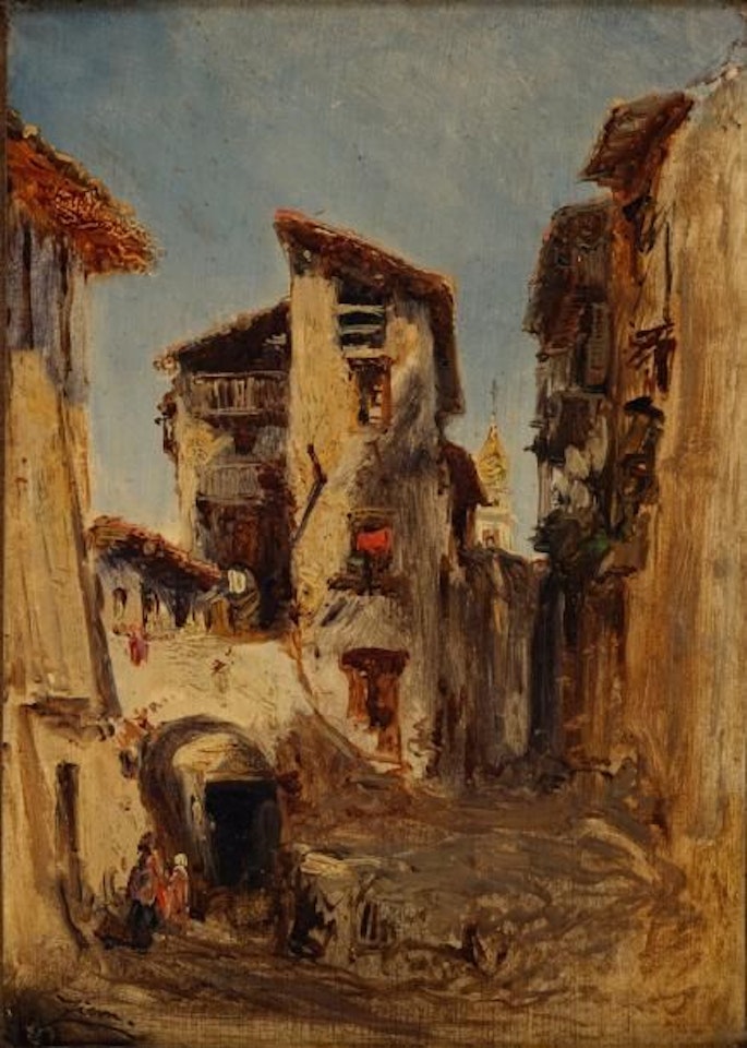 Mediterranean alley by Félix Ziem