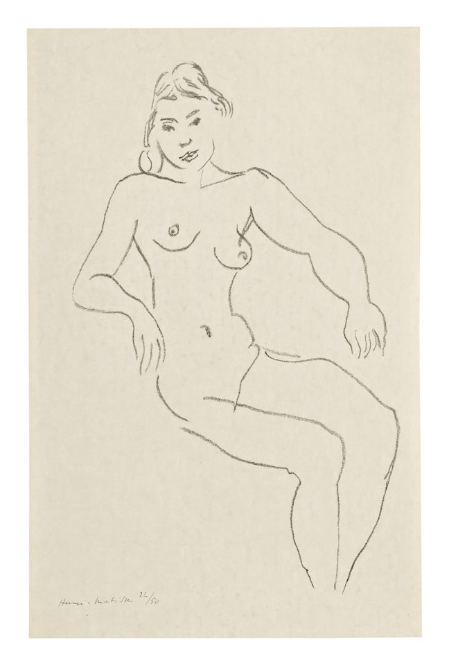 NU ASSIS, CHEVELURE FONCÉE (DUTHUIT 421) by Henri Matisse