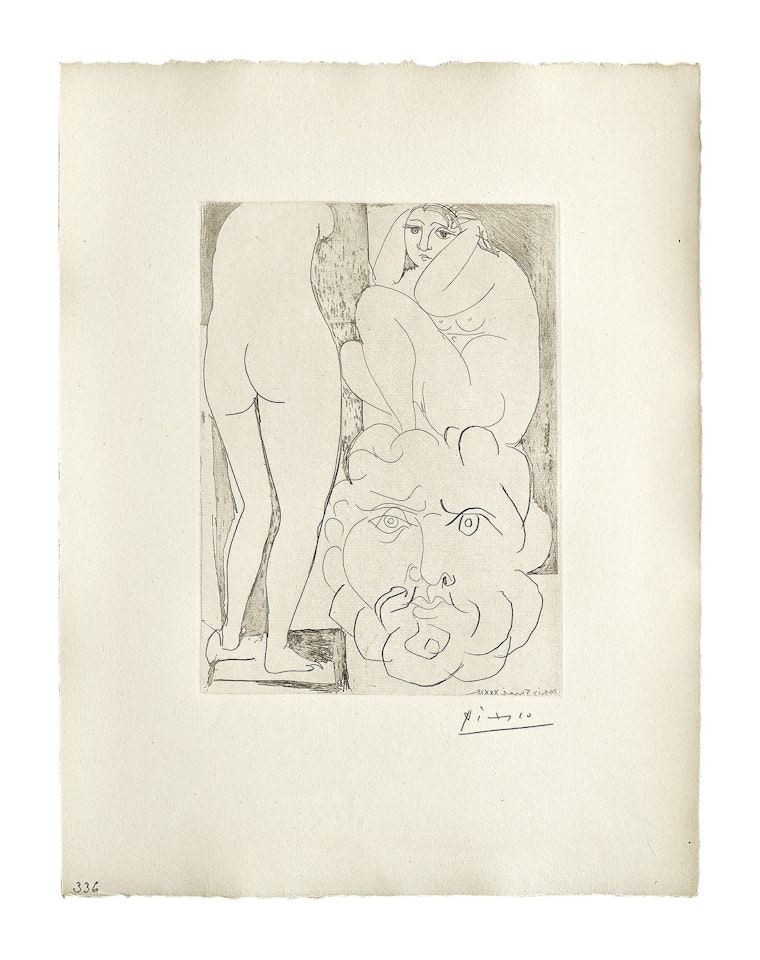 FEMME SONGEUSE ET INQUIÈTE DANS L"ATELIER DE SCULPTURE (BLOCH 188; BAER 347) by Pablo Picasso