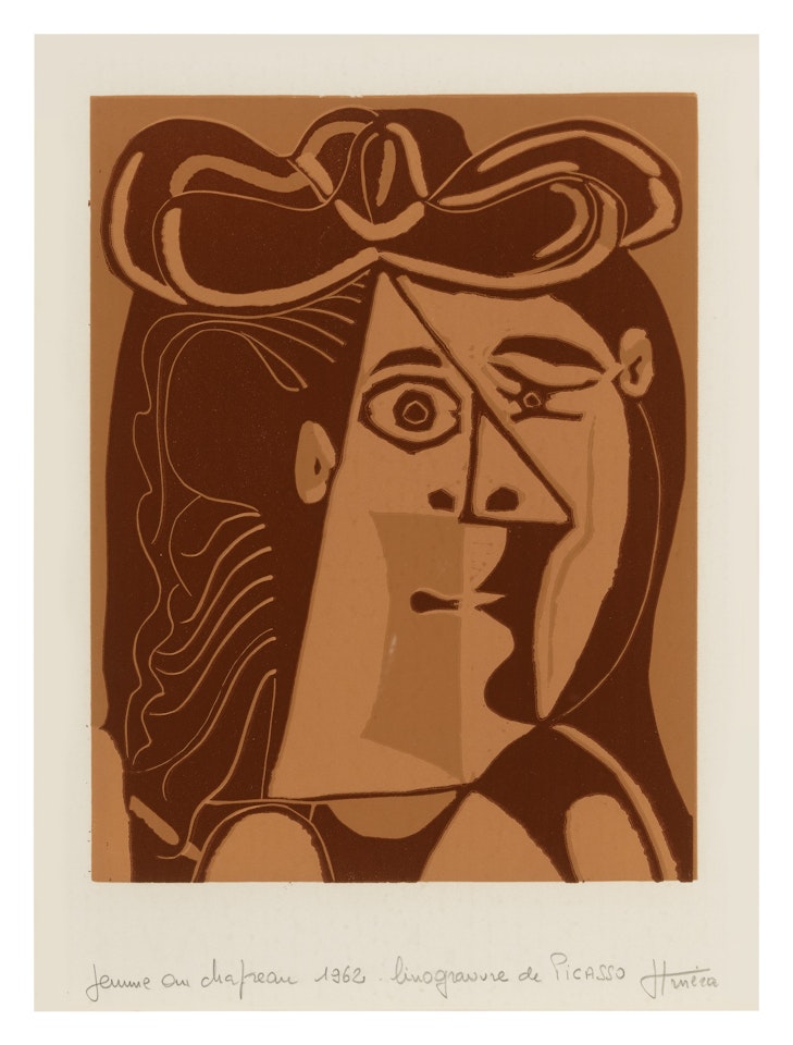 TÊTE DE FEMME AU CHAPEAU (FEMME AU CHAPEAU) (BLOCH 1070; BAER 1299) by Pablo Picasso