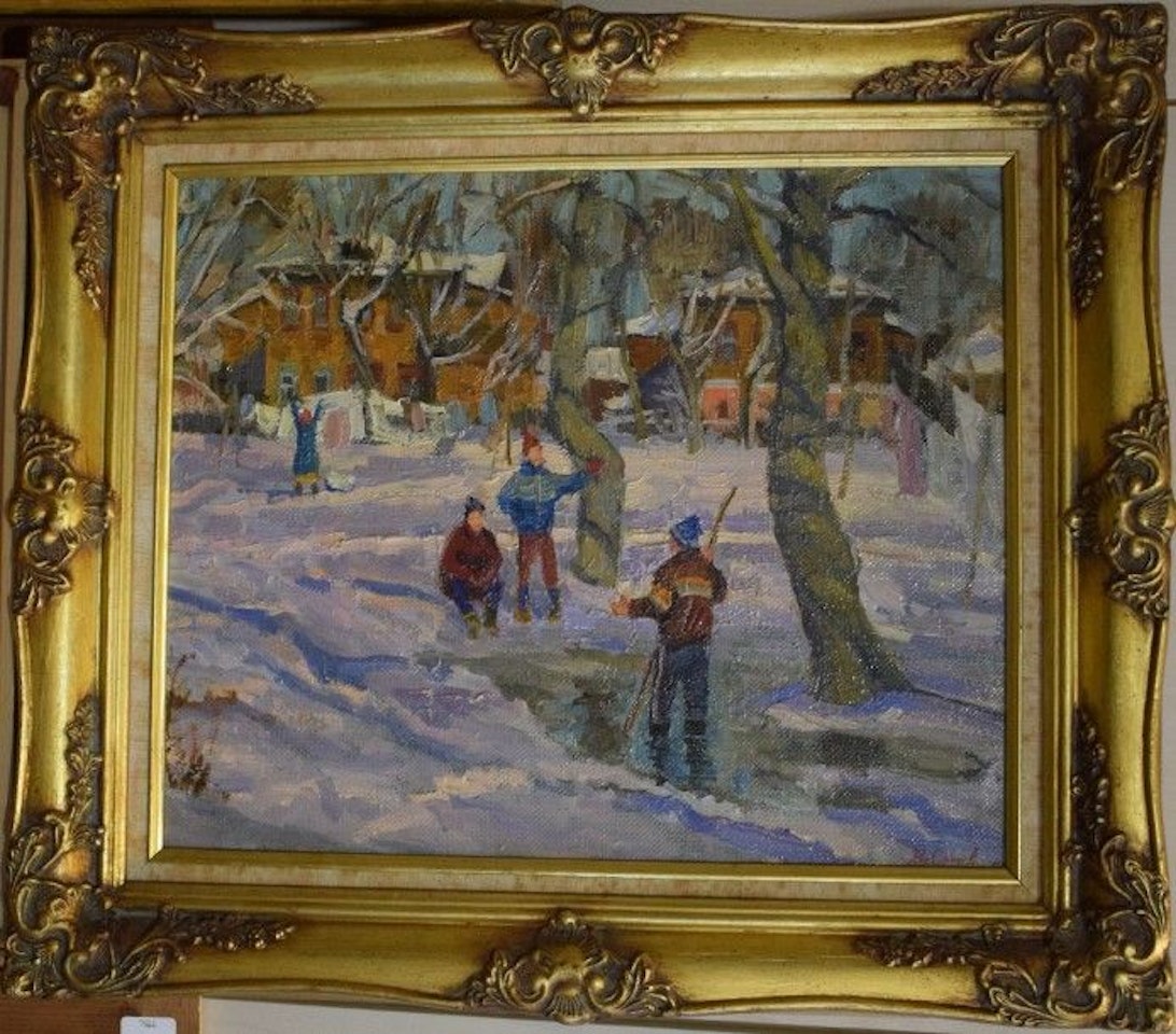 Characters in the snow by Russian School