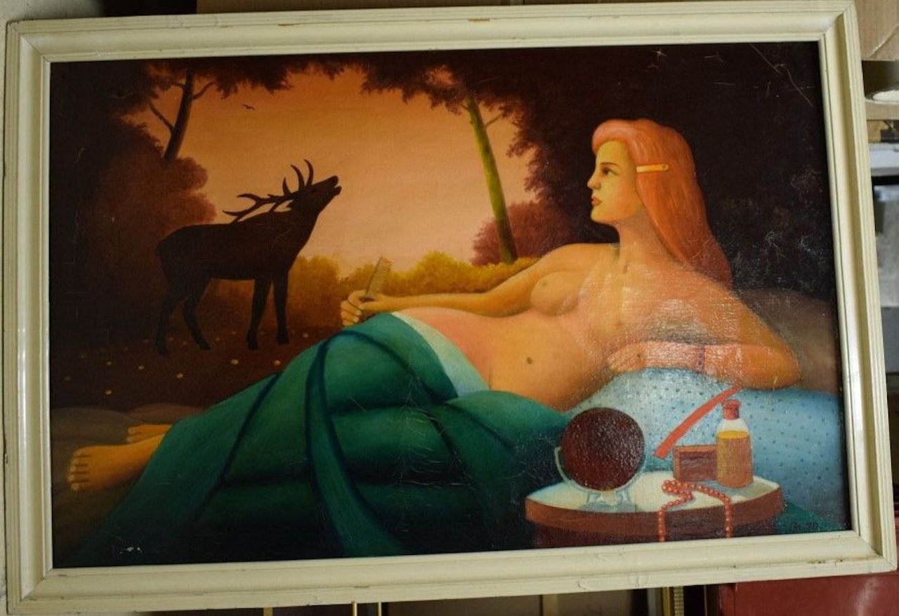 Naked with Deer by Russian School