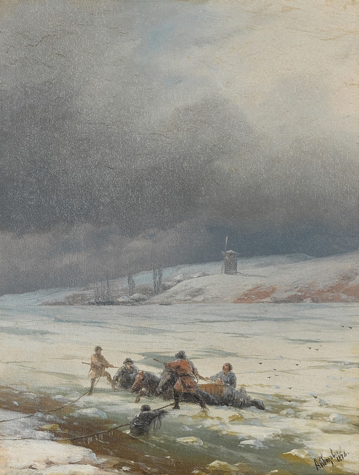 Hauling a Horse and Cart out of the Ice by Ivan Konstantinovich Aivazovsky