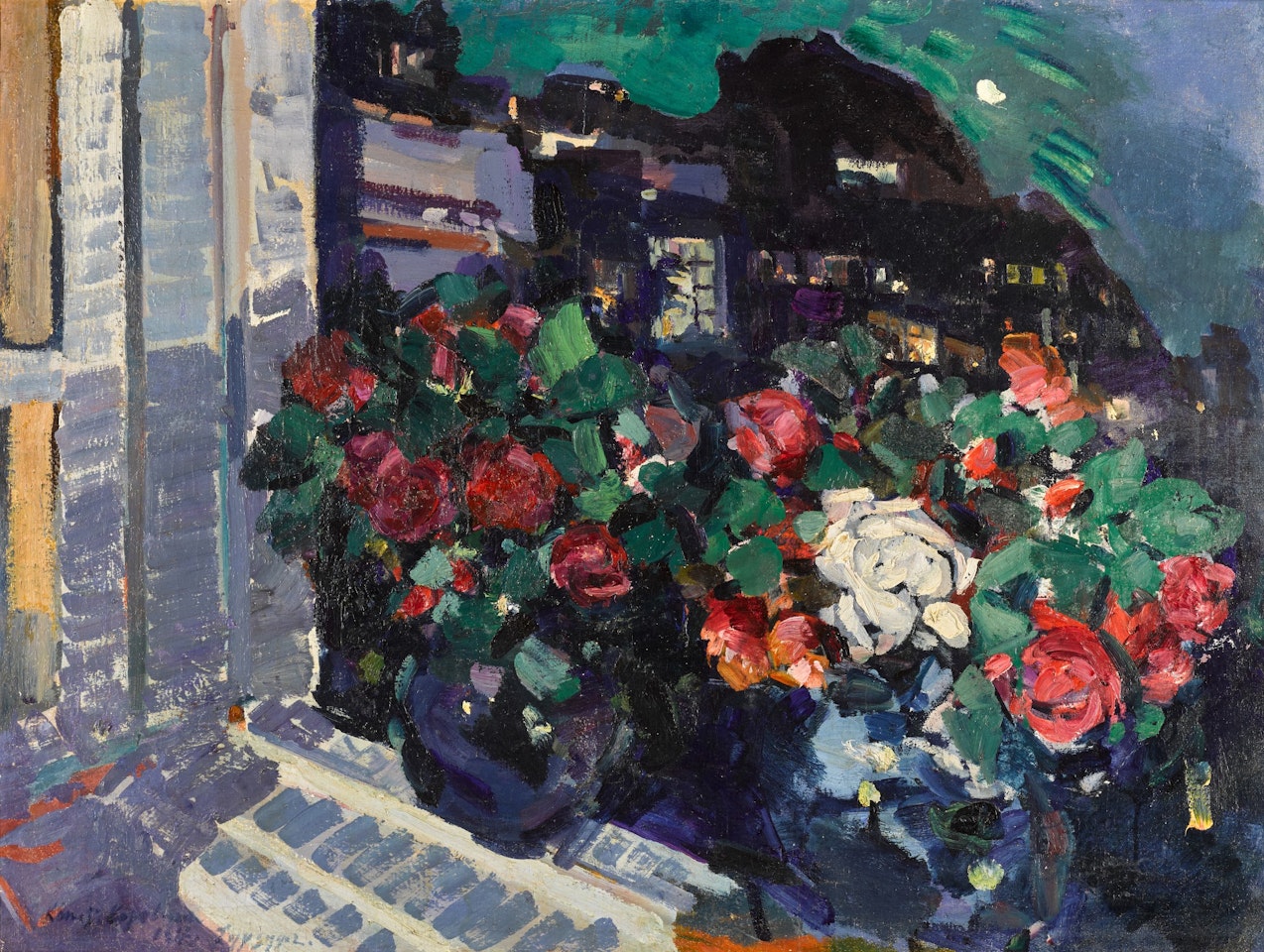Roses on a Window Sill, Gurzuf by Konstantin Alekseevich Korovin
