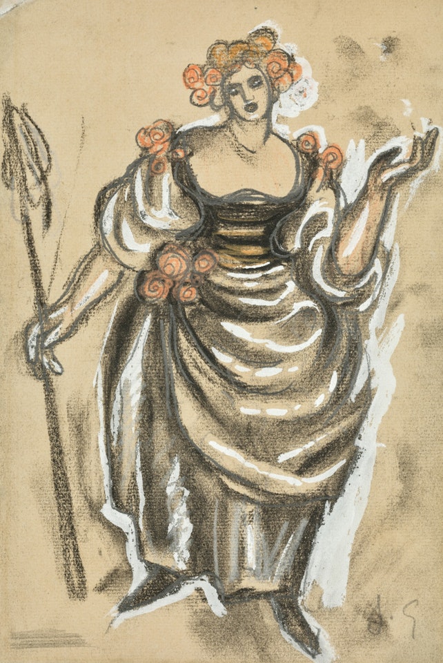 Costume Design for a Peasant Girl in Les Tentations de la Bergère by Juan Gris