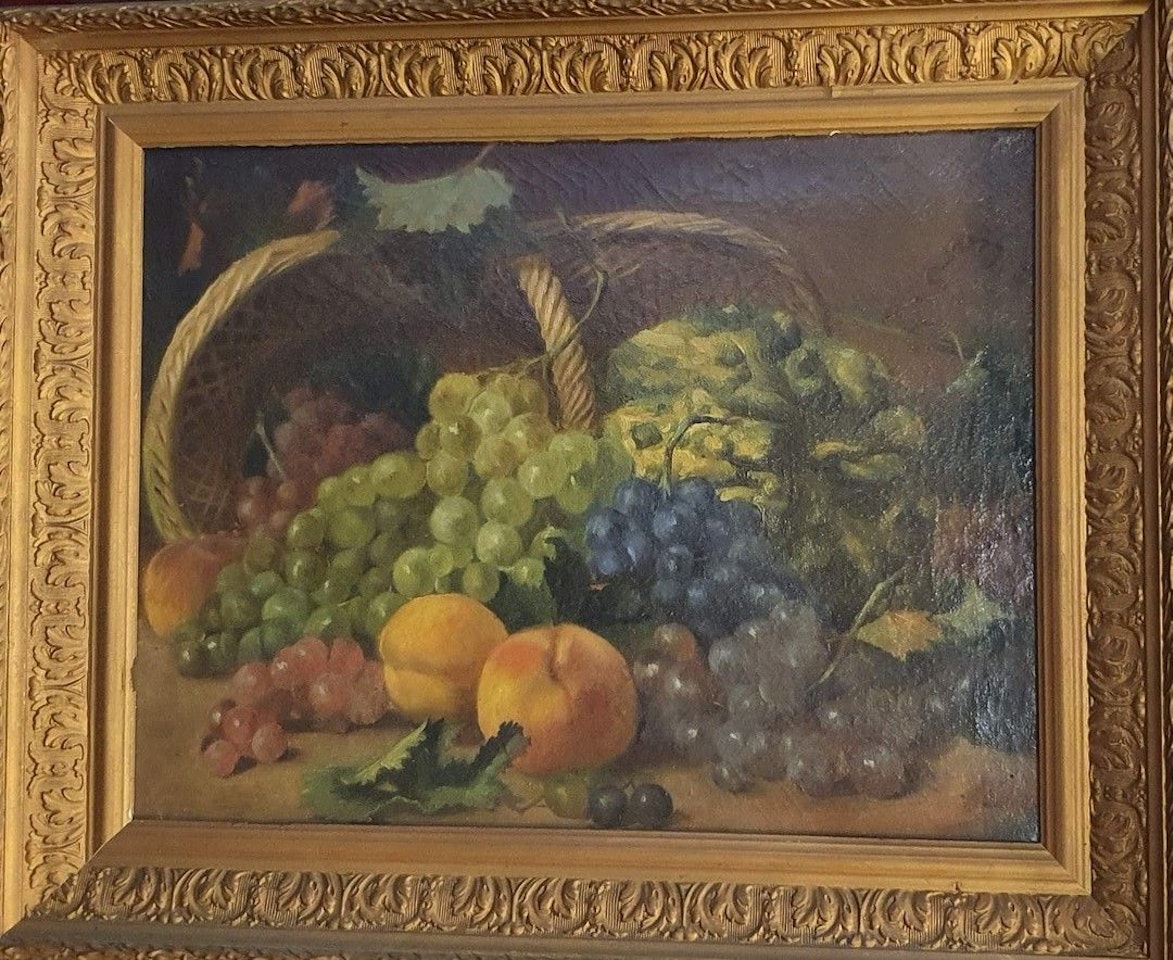 Still life with grapes and peaches by French School