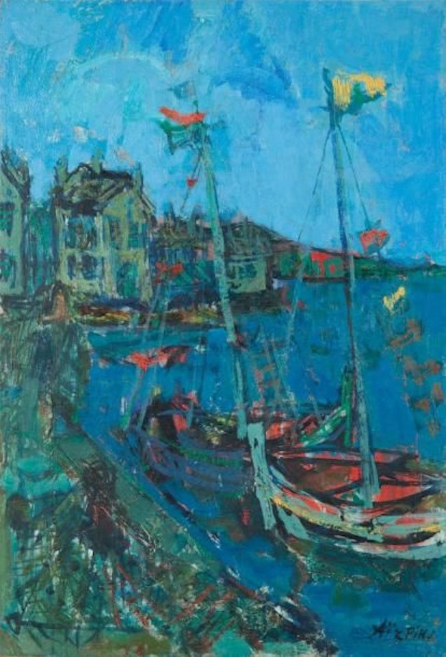 Sailboats adorned with flags in the port by Paul Aizpiri