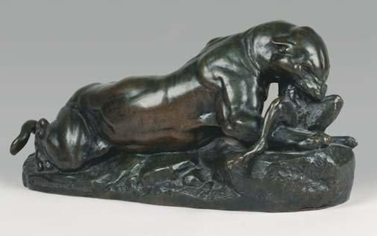 Jaguar devouring a hare Second reduction by Antoine-Louis Barye