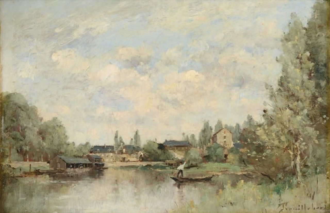 Boat on the river by Paul Désiré Trouillebert