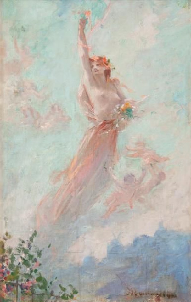 Allegory of Spring, presumed decorative painting project for the Eldorado café by Adolphe Monticelli