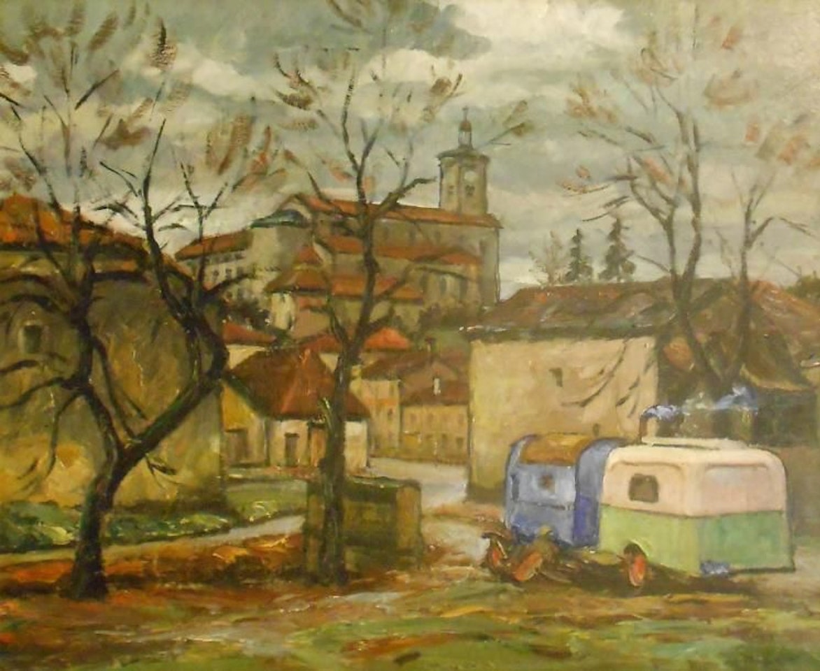 Caravans in the village by Celso Lagar
