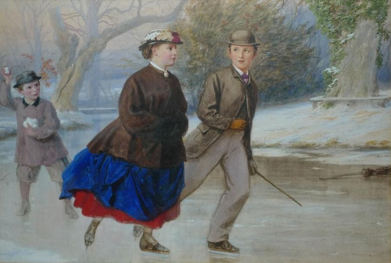 Skaters and snowballs by French School
