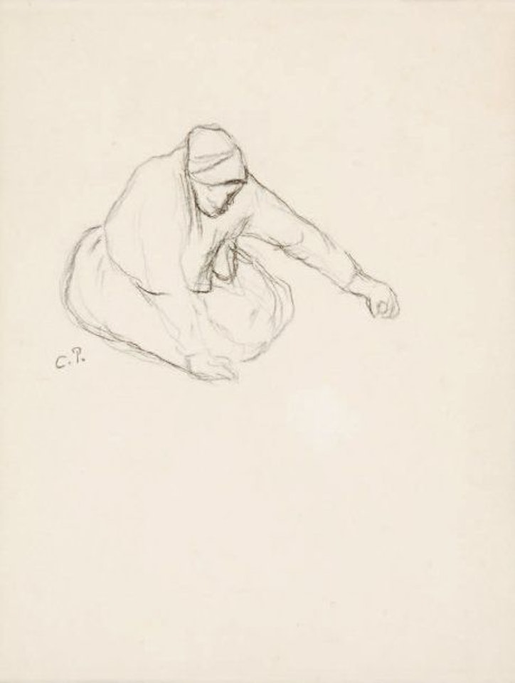 Crouching peasant woman by Camille Pissarro