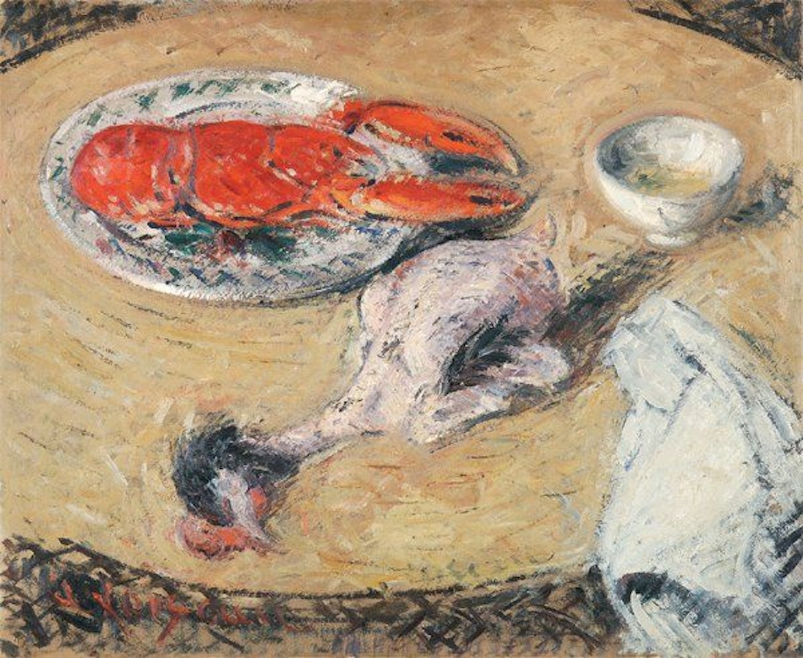 Lobster and chicken by Gustave Loiseau