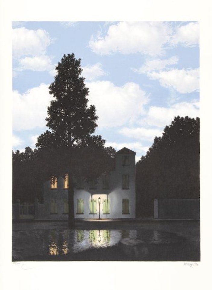 Lithographs I; The empire of lights; The great family; The madness of grandeur II; The great war; The beautiful world by René Magritte