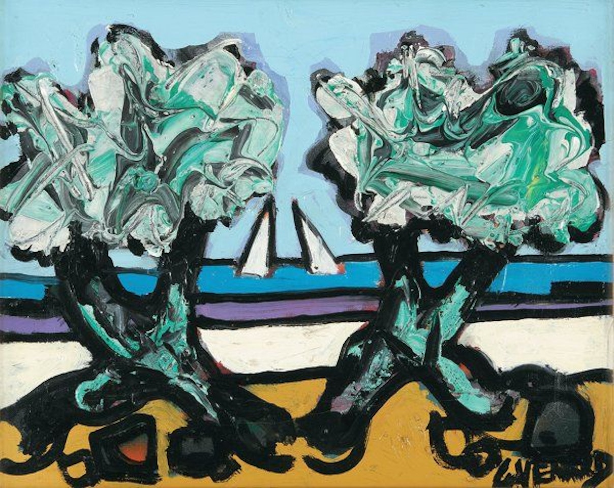 Sails with two trees by Claude Venard