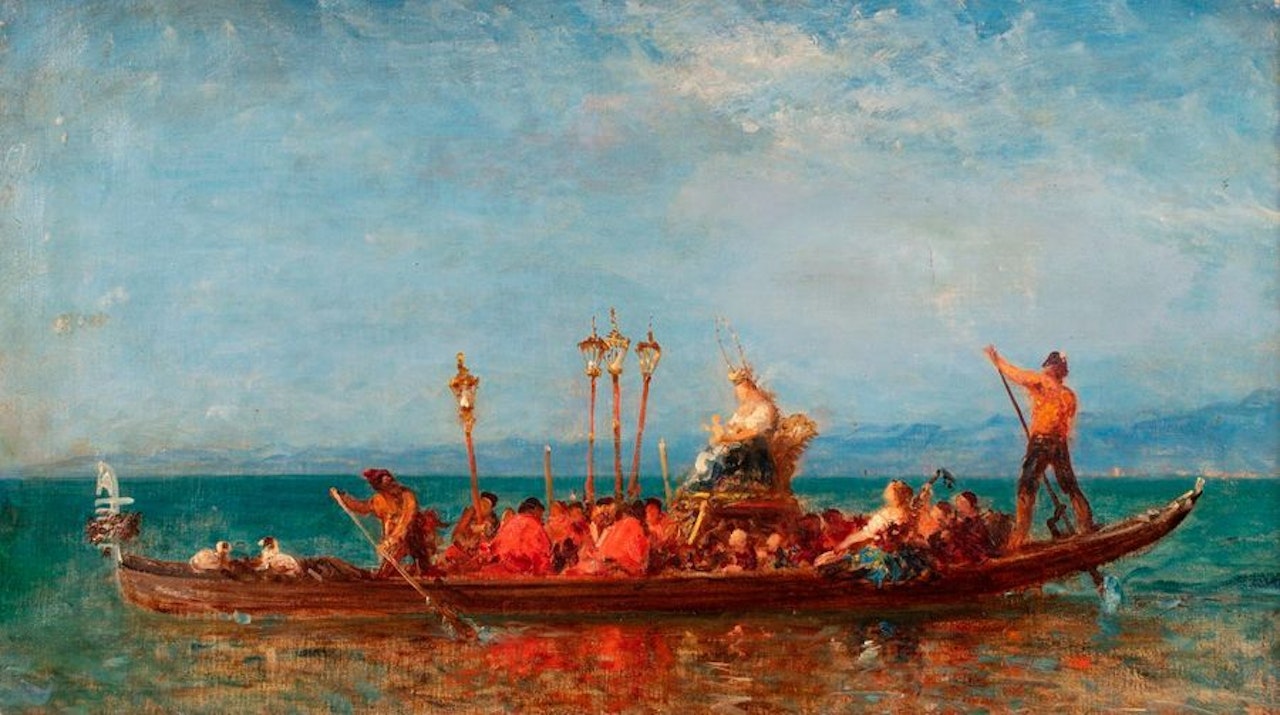 Procession to the Madonna in gondola, Venice by Félix Ziem