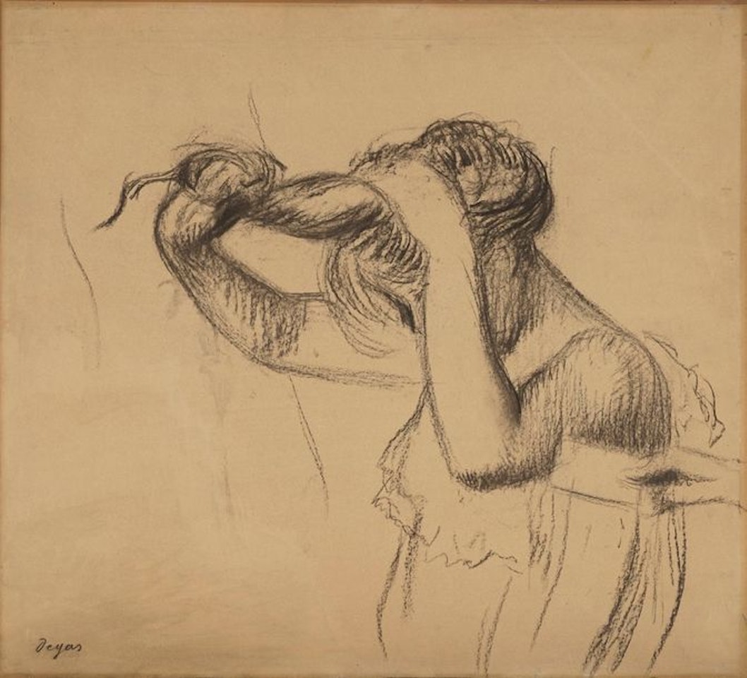 Woman combing her hair, the letter by Edgar Degas