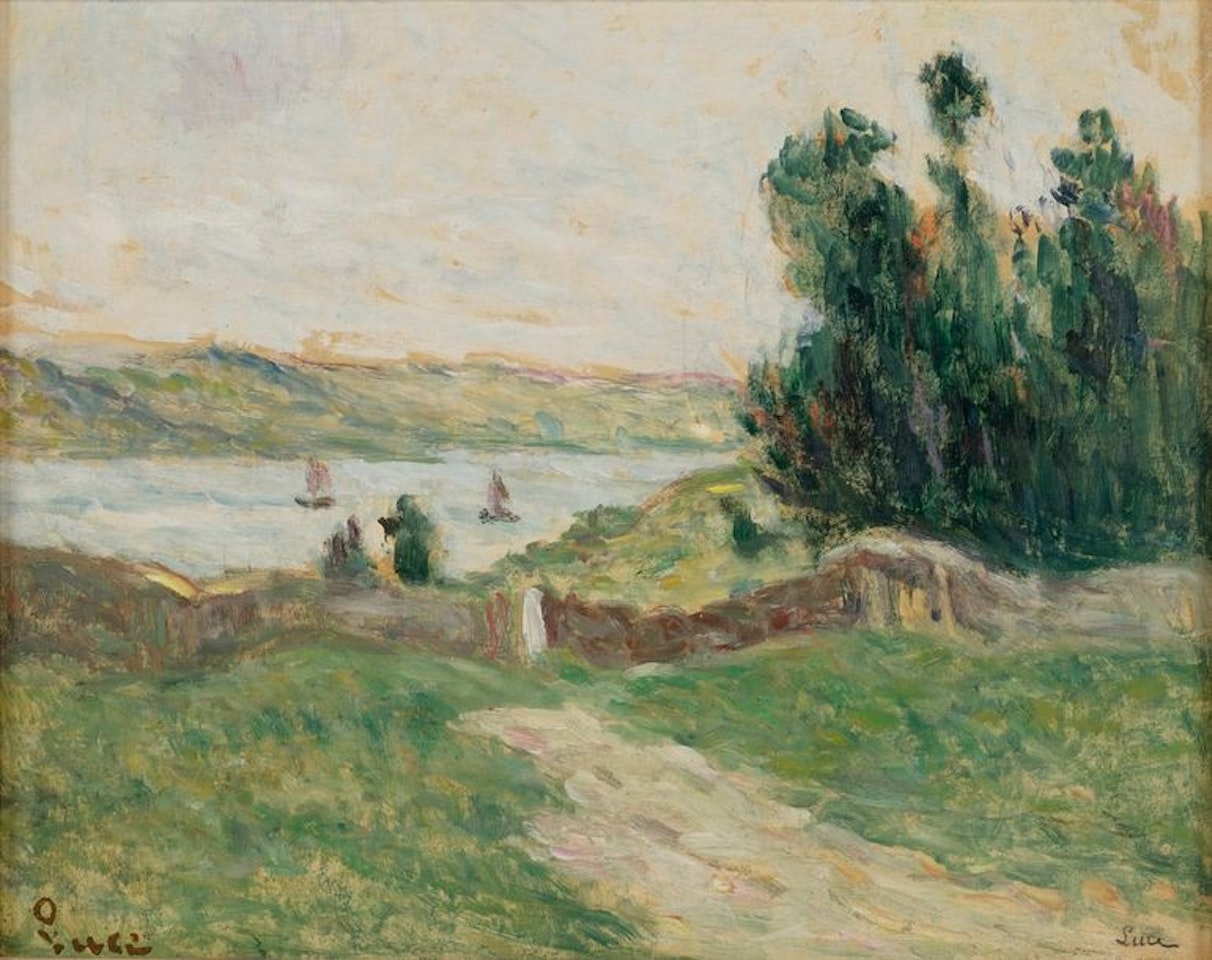 Barge on the Seine in Rolleboise by Maximilien Luce