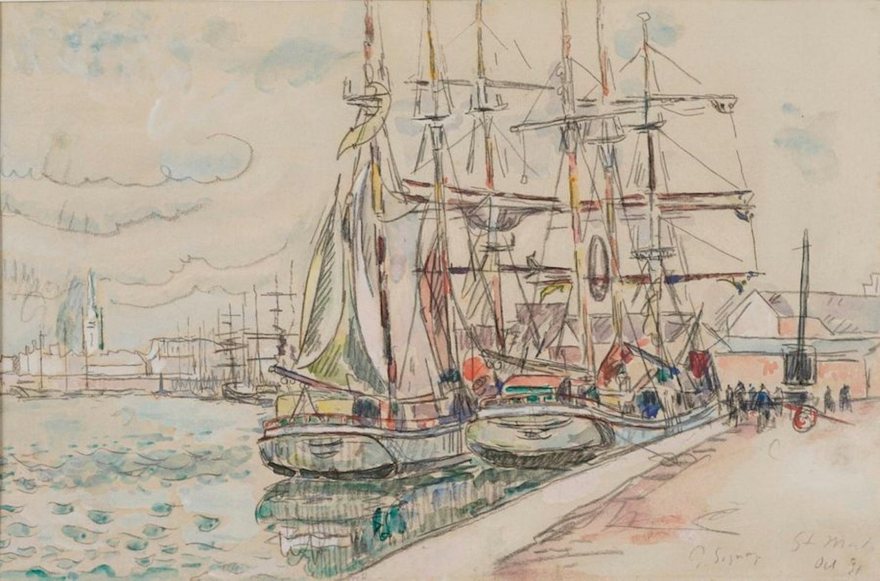 Sailboats in the port of Saint-Malo, Oct. 1931 by Paul Signac