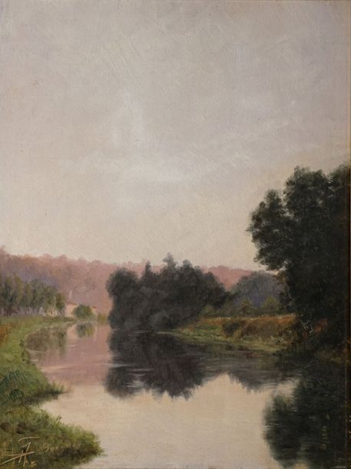 The banks of the Seine in Issy-les-Moulineaux by French School