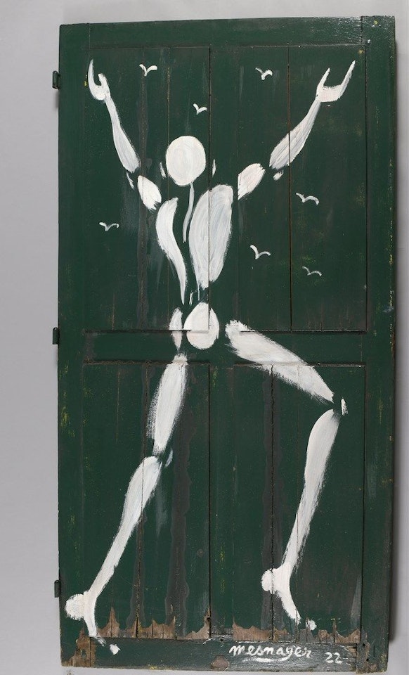 White body on a door by Jérôme Mesnager