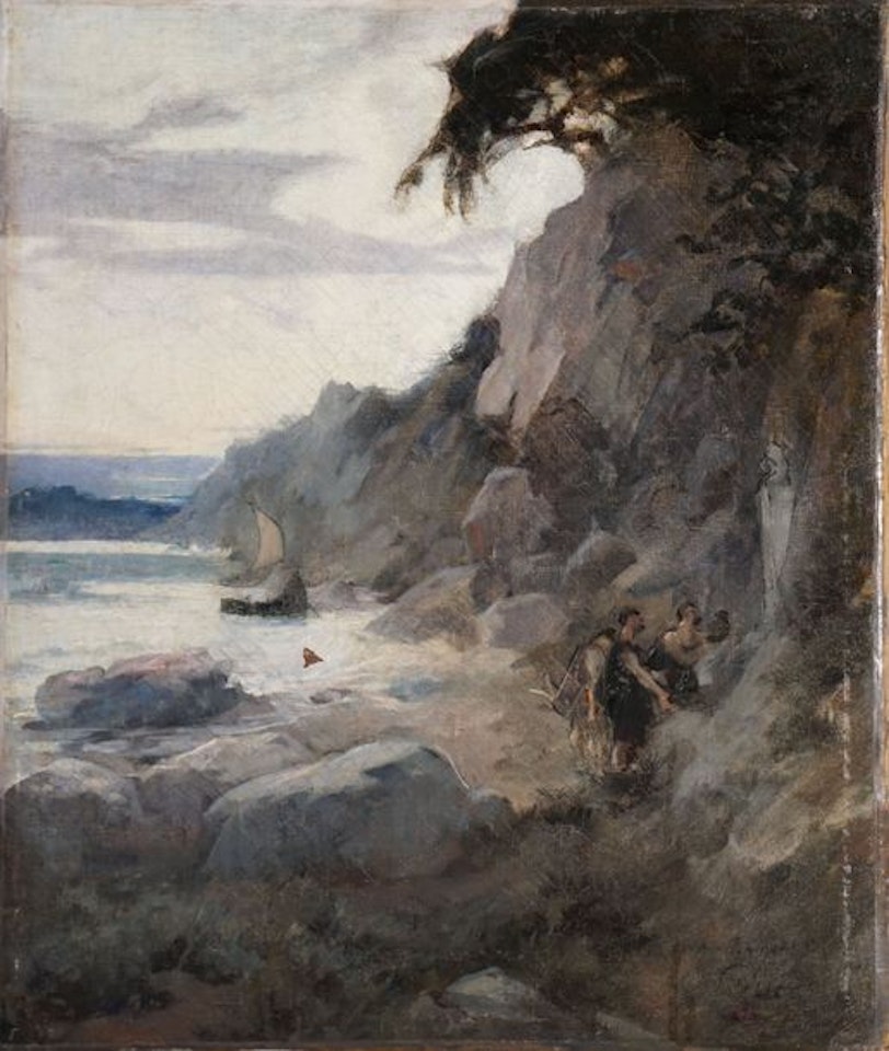 Sailors making an offering on a beach by French School