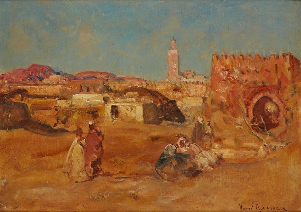 Arabs in front of a city by Henri Émilien Rousseau