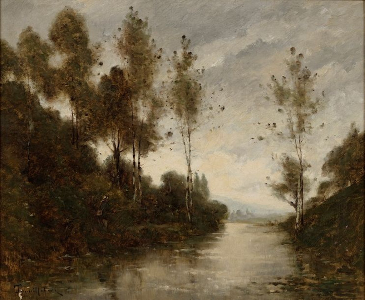 Fisherman on the banks of the Clain by Paul Désiré Trouillebert