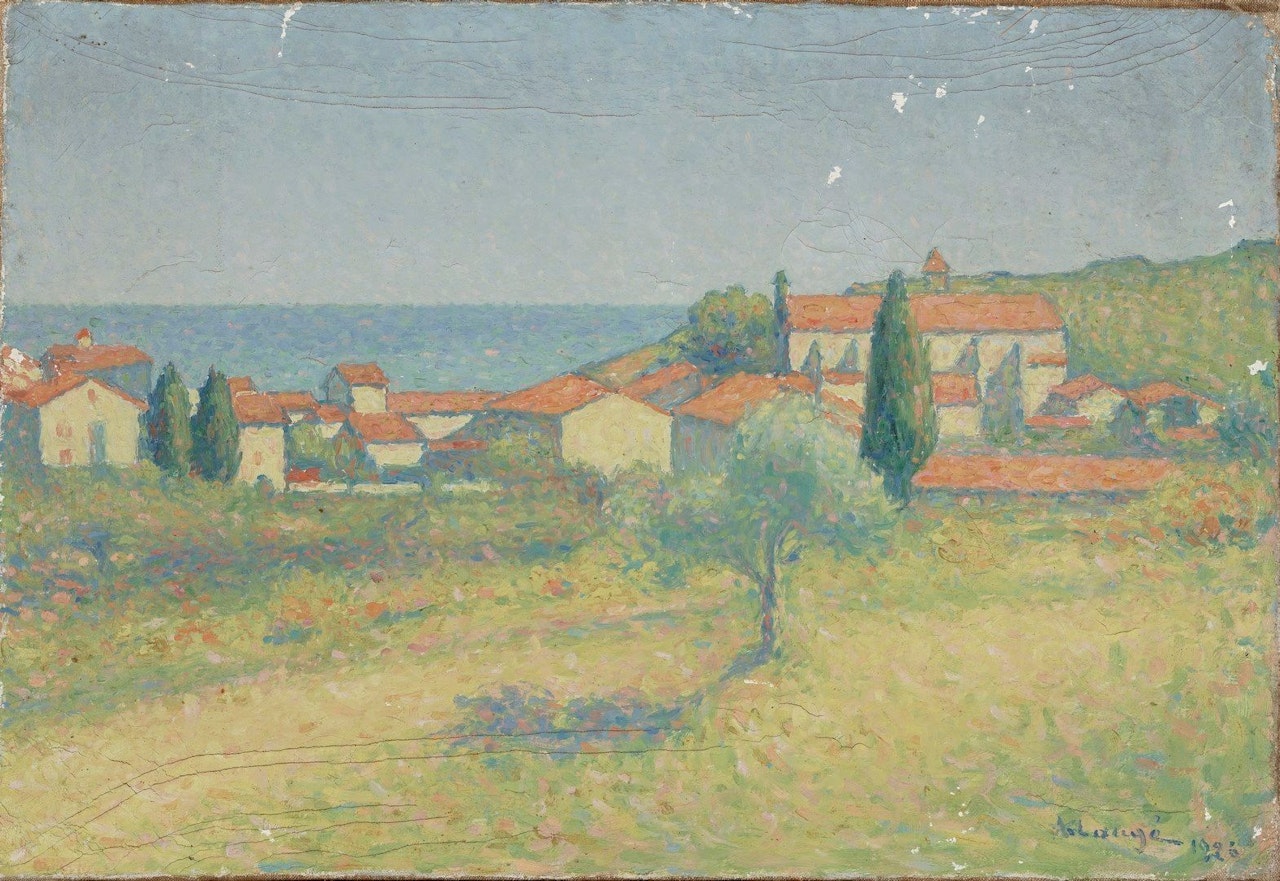 The roofs of Collioure in front of the sea by Achille Laugé