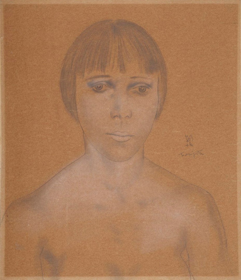 Model study, young girl facing by Leonard Tsuguharu Foujita