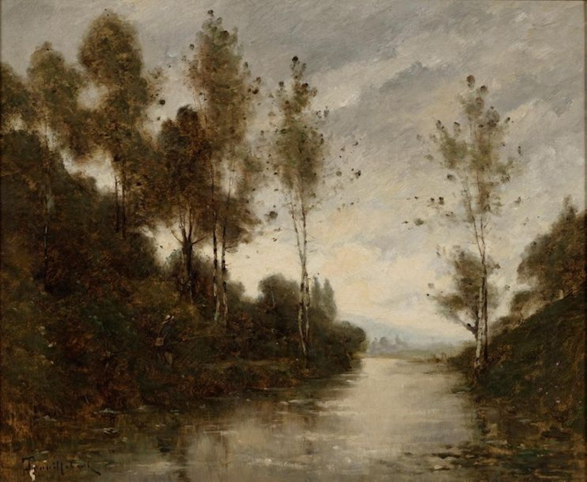 Fisherman on the banks of the Clain by Paul Désiré Trouillebert