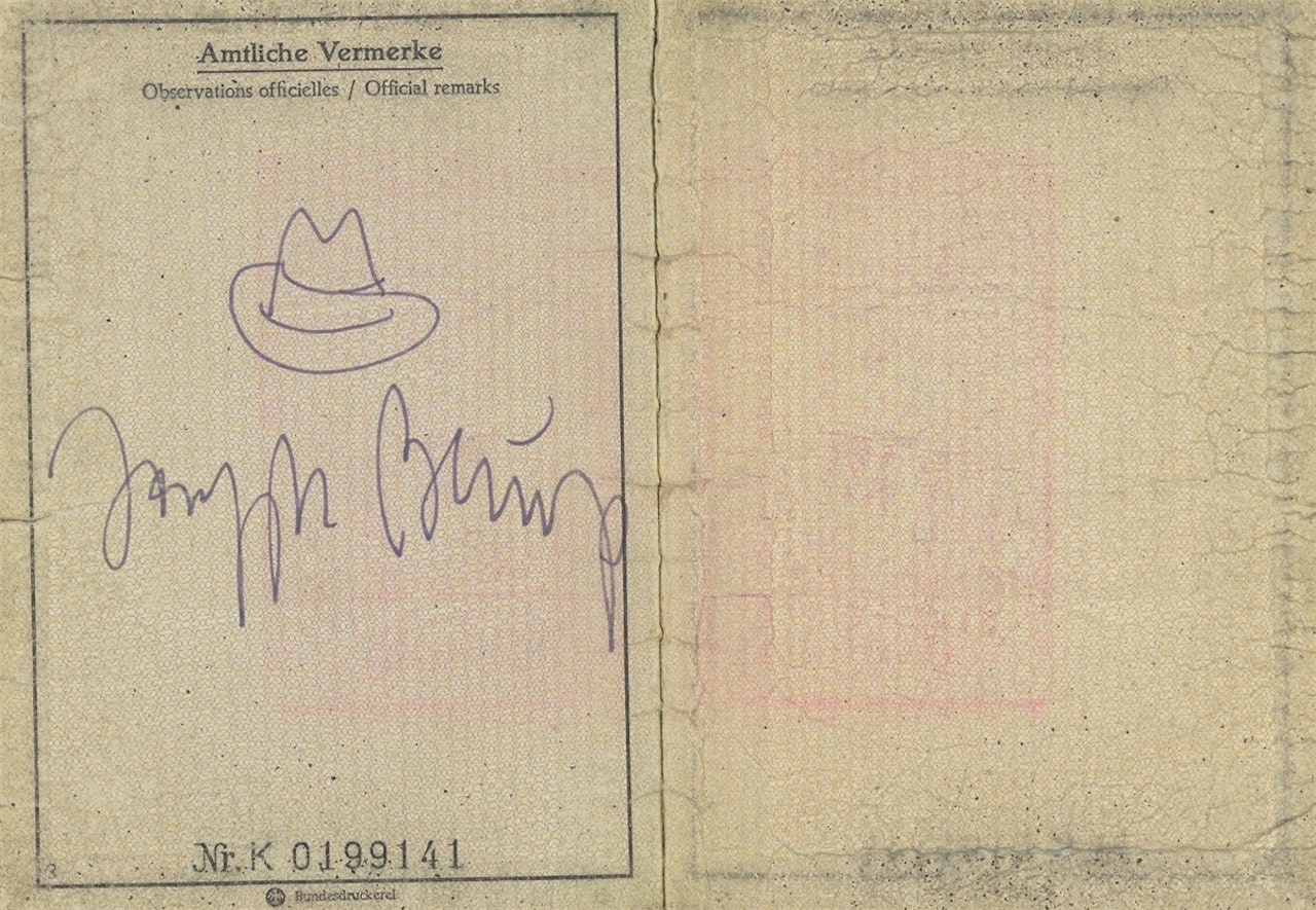 Identity card with signature and drawing by Joseph Beuys
