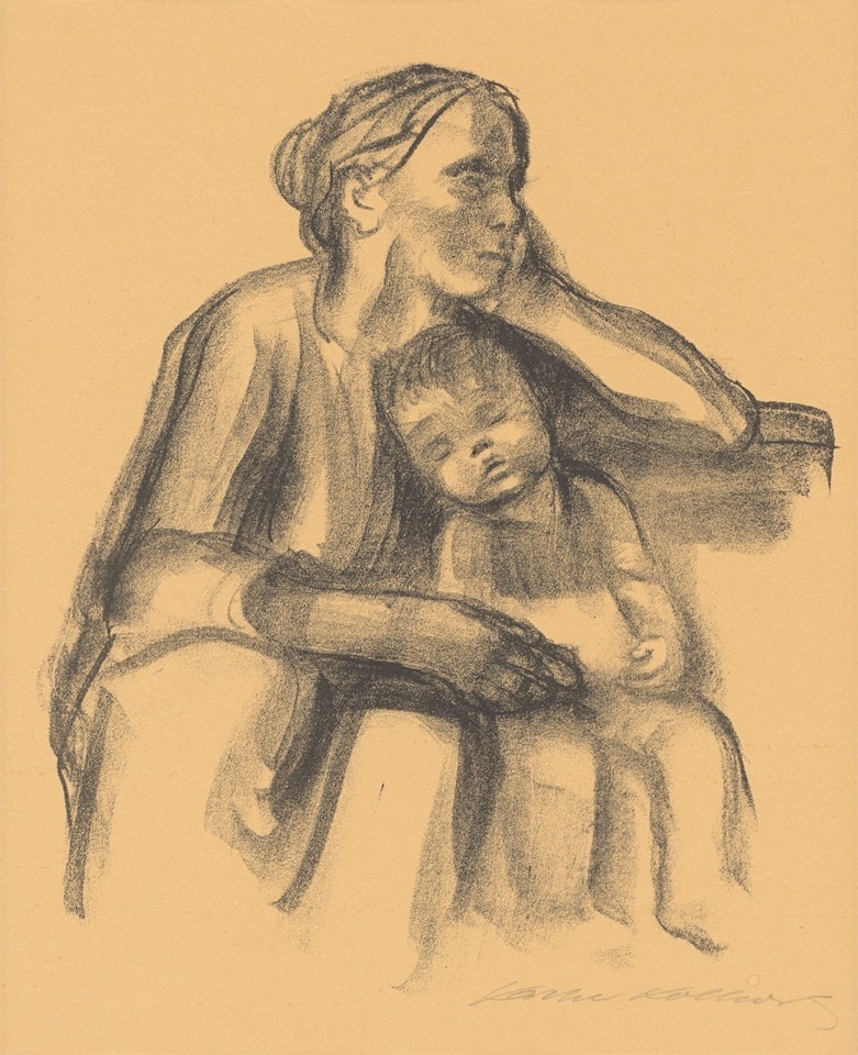 ”Arbeiterfrau mit schlafendem Jungen” by Kathe Kollwitz