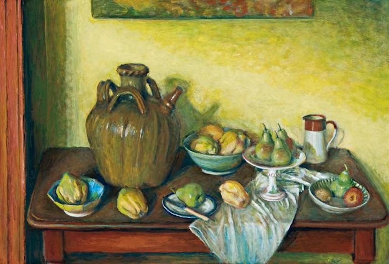 FRENCH OIL JAR WITH FRUITS by Margaret Hannah Olley