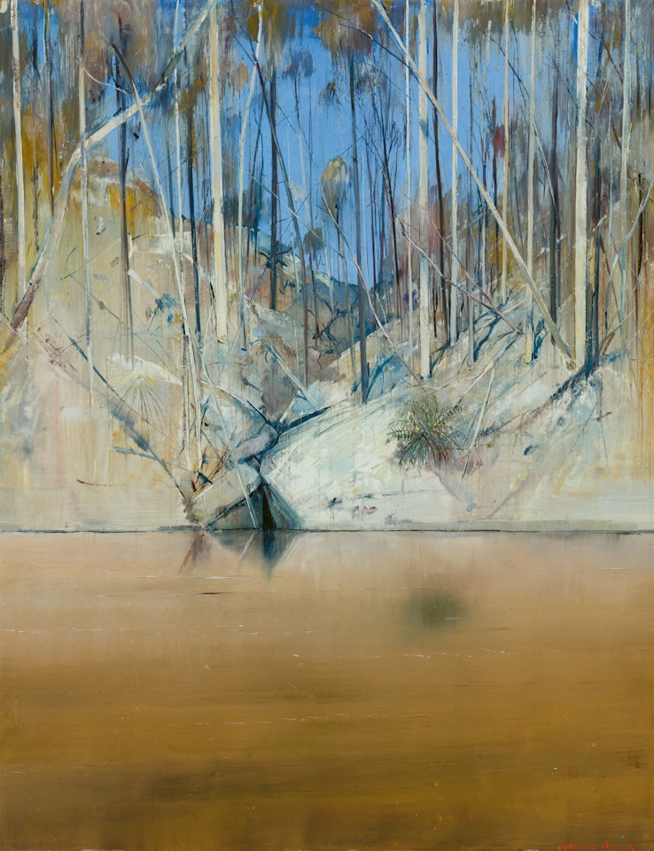 CLEFT RIVERBANK WITH BUSH AND FERN by Arthur Merric Bloomfield Boyd