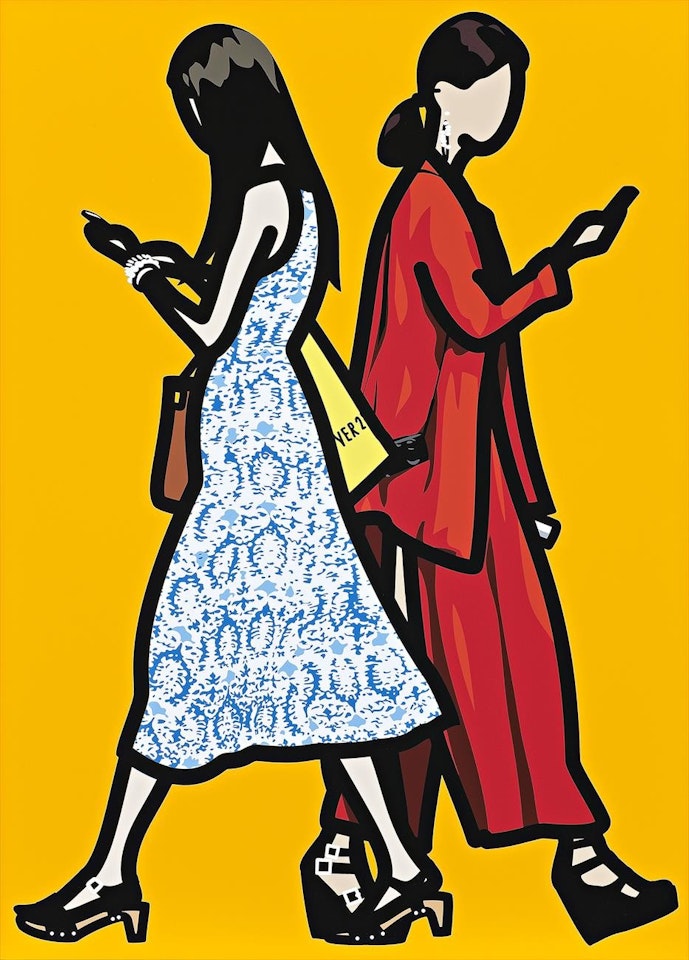 PAISLEY DRESS AND RED GOWN by Julian Opie