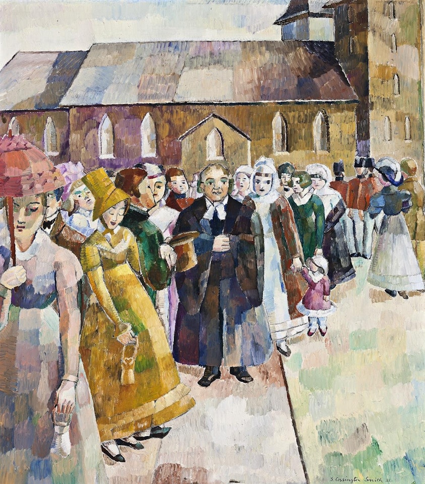 SAMUEL MARSDEN AFTER SERVICE AT ST. JOHN"S PARRAMATTA by Grace Cossington Smith