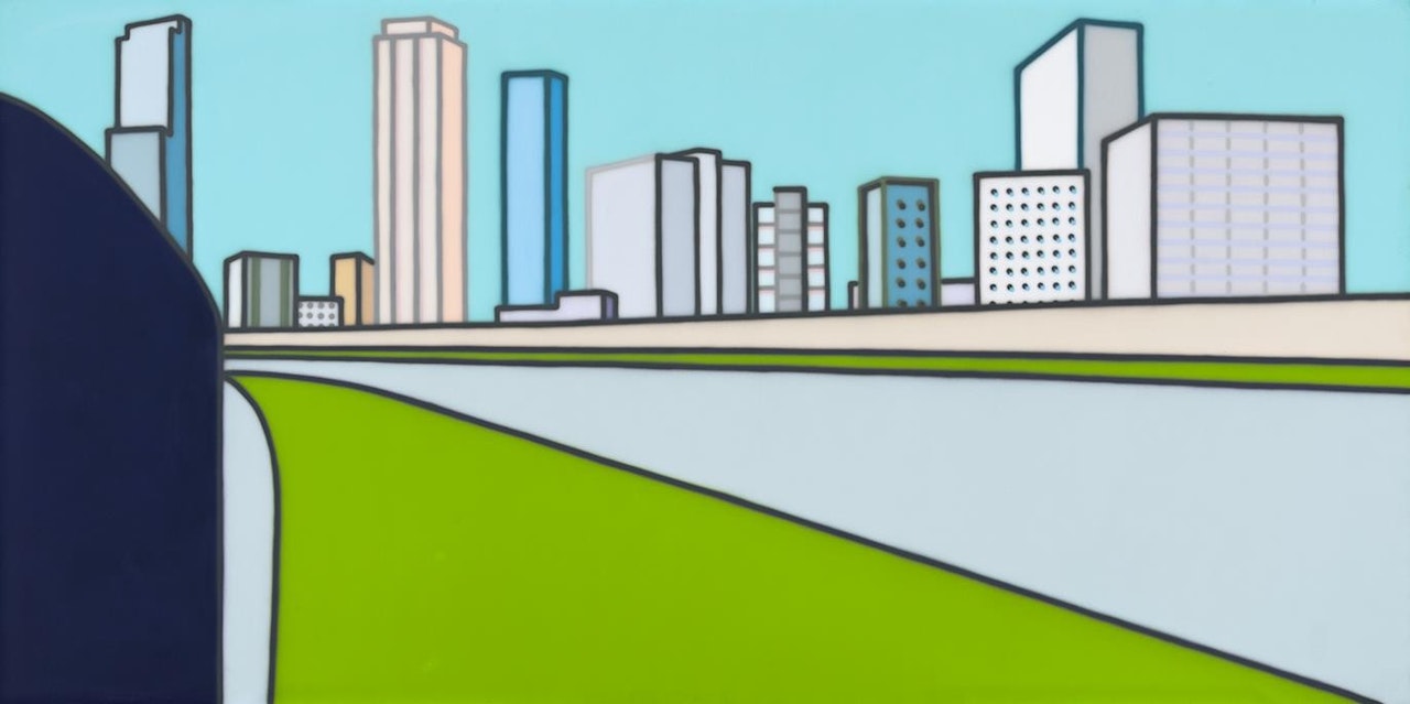 A FREEWAY PAINTING (EXIT) by Howard Arkley