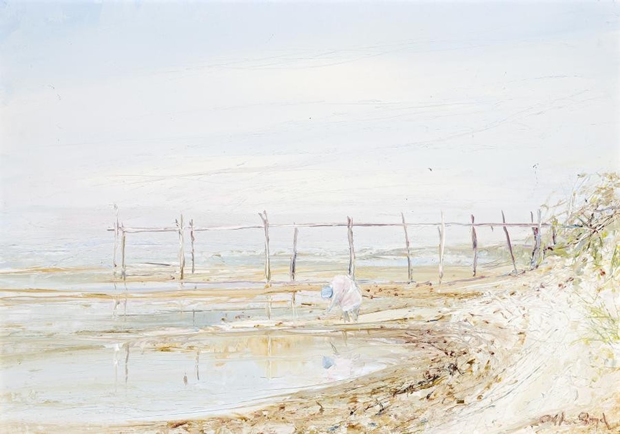 FIGURE ON BEACH WITH JETTY, ROSEBUD by Arthur Merric Bloomfield Boyd