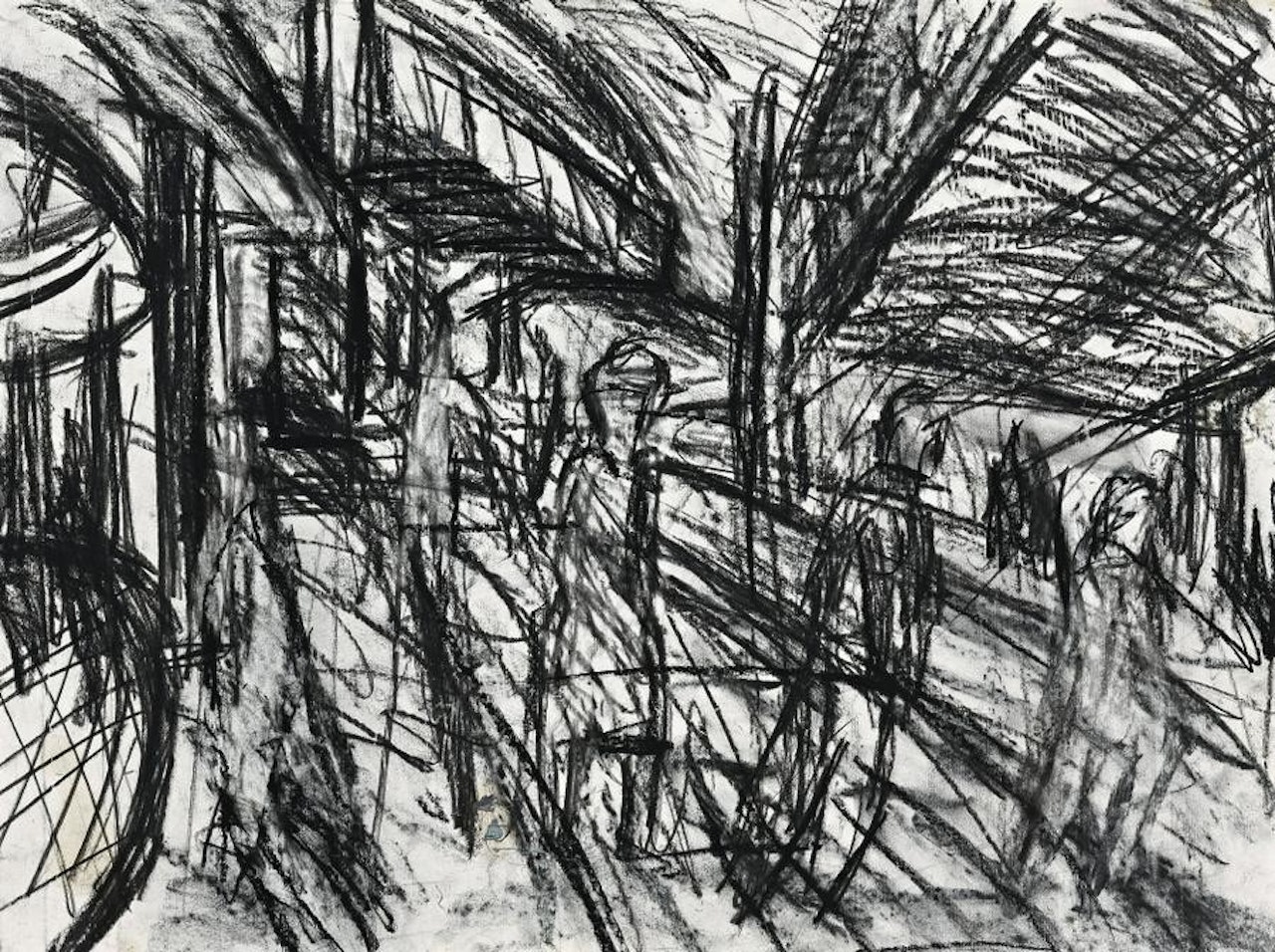 OUTSIDE KILBURN UNDERGROUND NO.4 by Leon Kossoff