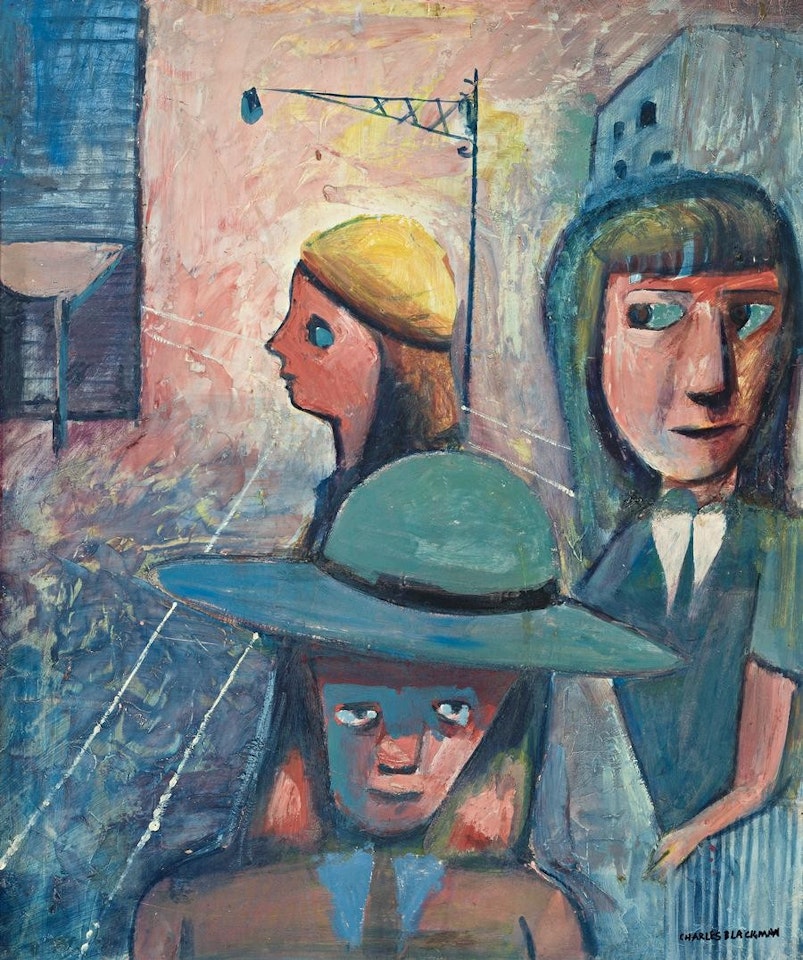 SCHOOLGIRLS WITH TRAM TRACKS by Charles Blackman