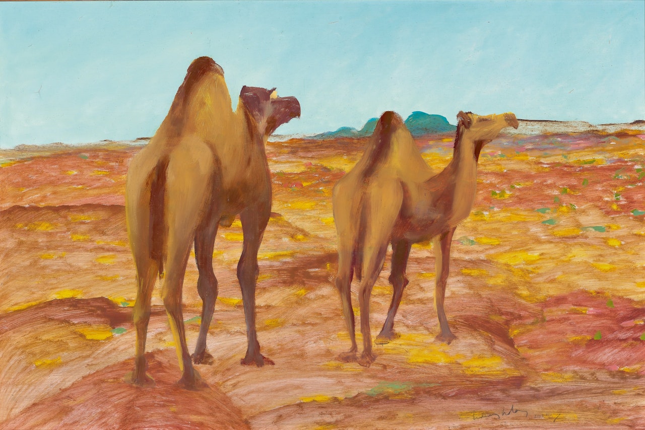 CAMELS IN THE DESERT by Sidney Nolan
