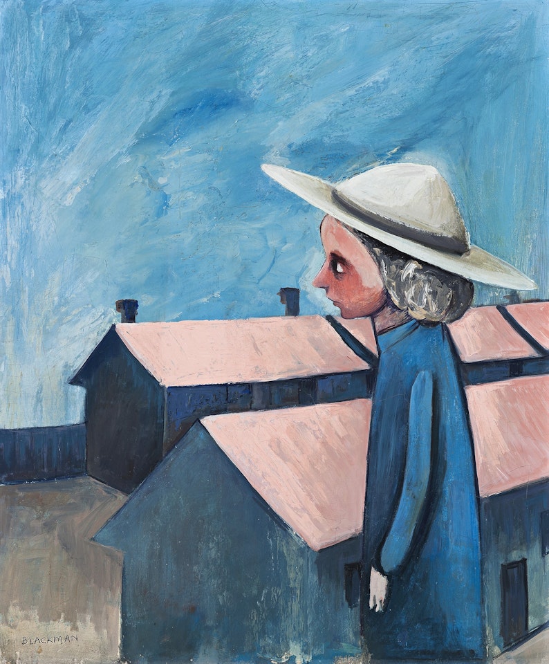 SCHOOLGIRL AND BUILDINGS by Charles Blackman