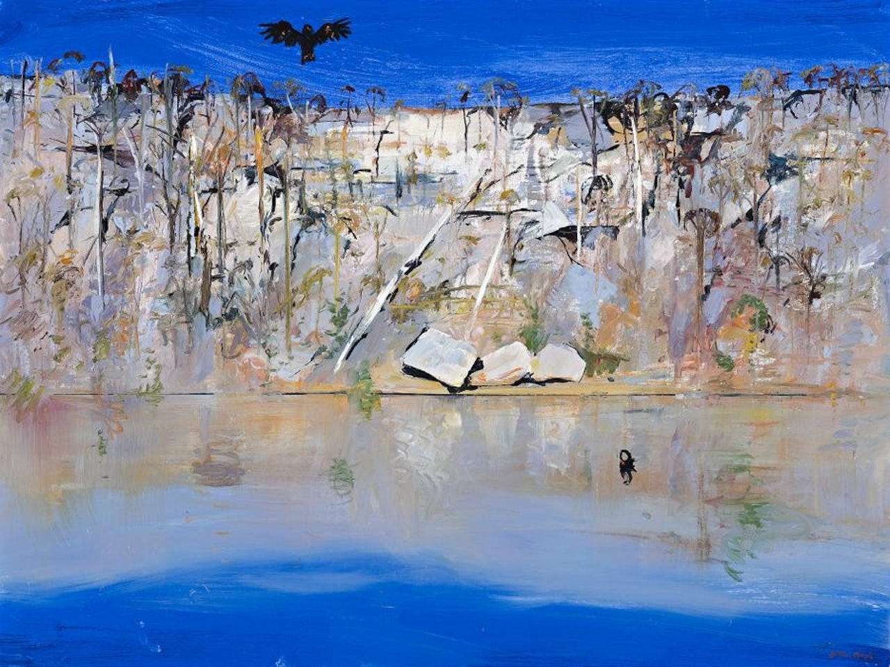 SHOALHAVEN WITH BLACK COCKATOO AND SWAN by Arthur Merric Bloomfield Boyd